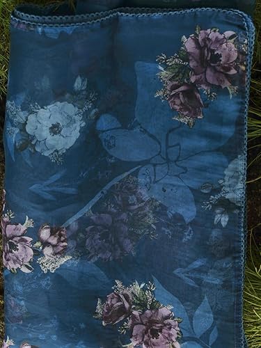 Womanista Women's Teal Blue Color Cotton Blend Multi Embroidered Kurta Set With Printed Organza Dupatta(Kurtaset_1339_L)