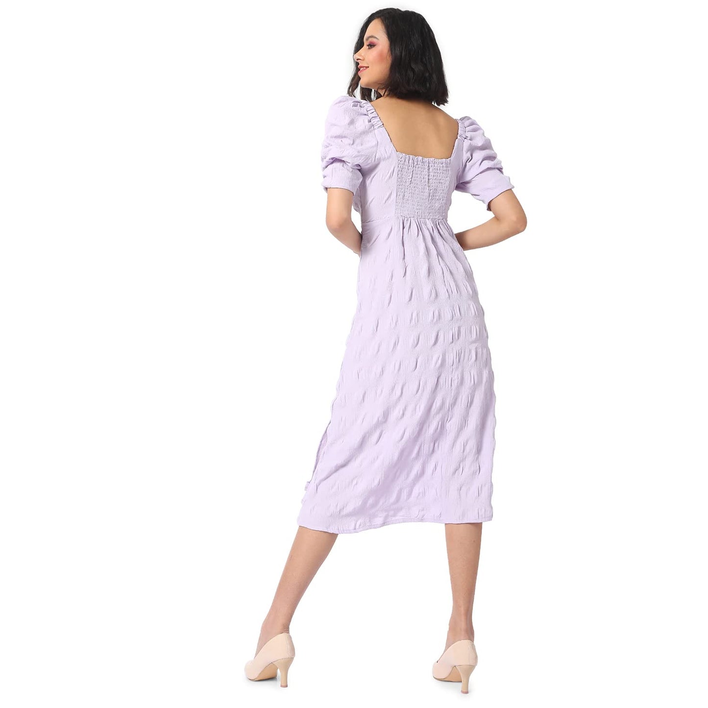 Campus Sutra Women's Midi Dress (SUSU22_CSWSSDR5108_M_Lilac_M)