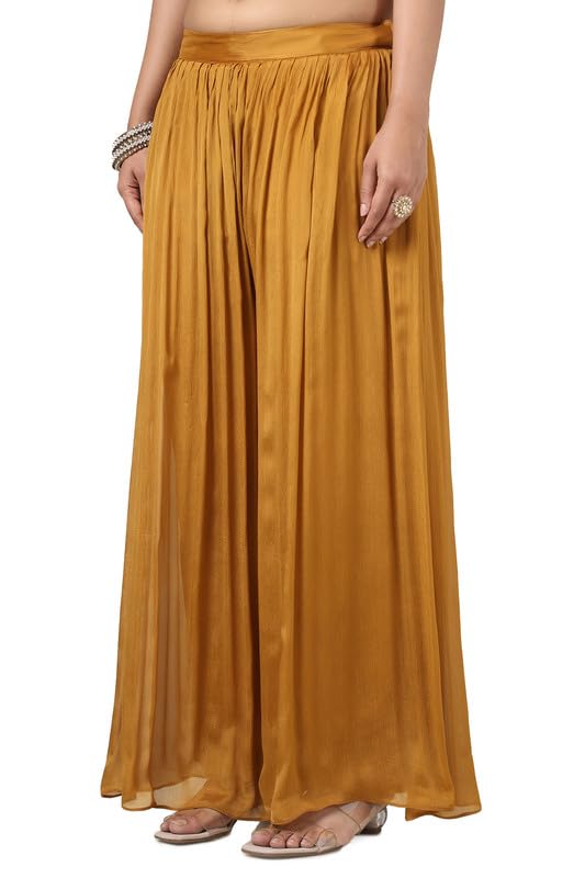 Soch Womens Mustard Brocade Zari Woven Suit Set With Sequins