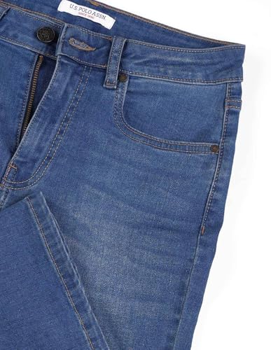 U.S. POLO ASSN. High Rise Flared Fit Jeans (UWAW25JEN390_Mid Blue_30)
