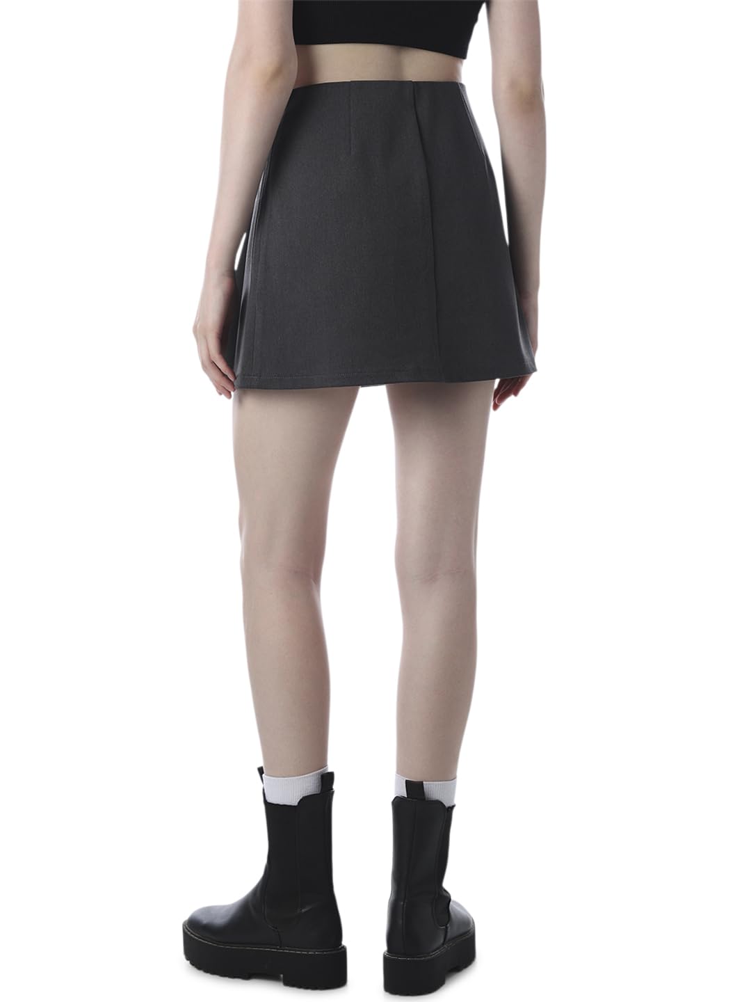 ONLY Women's Solid Flared High-Rise Black Skirt