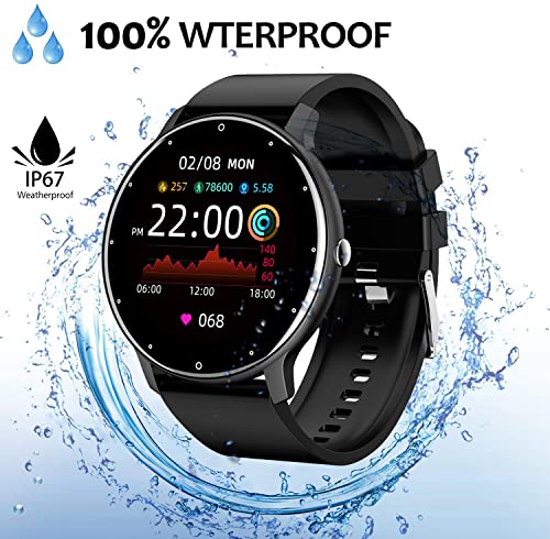 Smart Watch for Motorola Edge (2022) - Fitness Tracker Watches for Men Women, IP67 Waterproof HD Touch Screen Smartwatch for Android/iOS Phones, 24 Sports, Activity Tracker - Black
