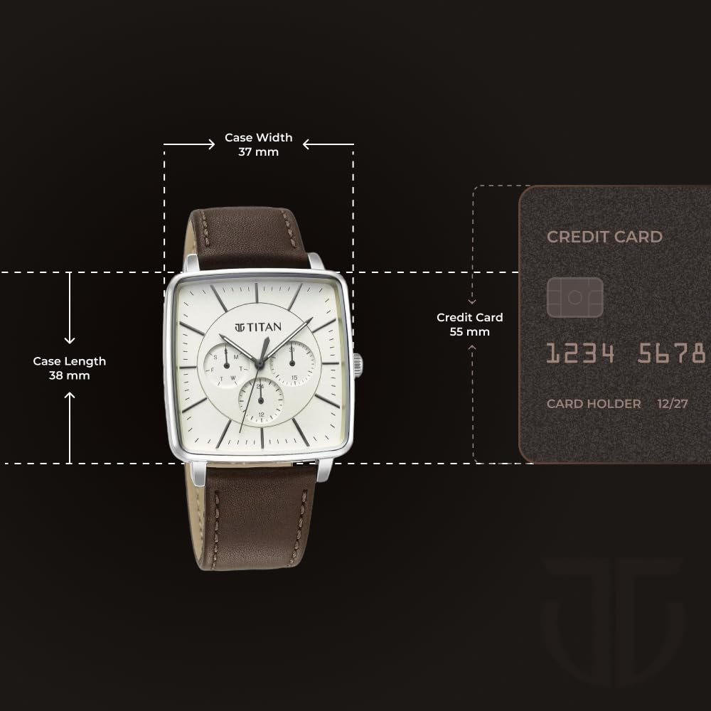 Titan Avant Garde Quartz Multifunction Beige Dial Brown Leather Strap Watch for Men - NT90147SL01