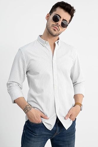 SNITCH Cotton Lining Regular Fit Shirt for Men (White, XXL)