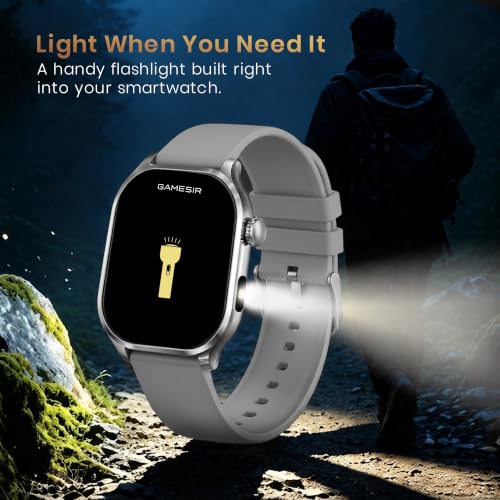 GameSir Sports Edge Smart Watch for Men & Women, 1.88" Full Touch Display, Bluetooth Calling, Fitness Tracking, Message Notifications, Android & iOS Compaatible - (Silver)