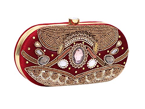 DUCHESS Women's Oval Clutch Maroon