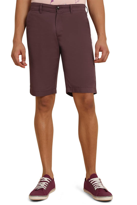 Allen Solly Men Maroon Solid Slim Fit Shorts