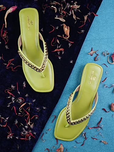 pelle albero Women Green Embellished Slip-On Flat Flats Sandals PA-GLM-07N_GREEN_37