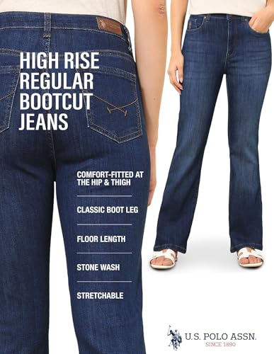 U.S. POLO ASSN. High Rise Bootcut Jeans (UWSS25JEN318_Blue_34)