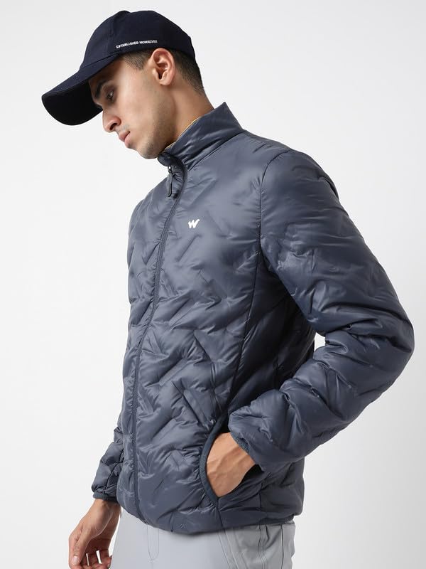 Wildcraft Men Polyester Down Jacket (Navy_Mustd, M)