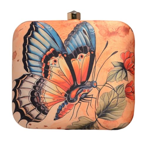 Artklim MultiColor Butterfly Bloom Printed Clutch