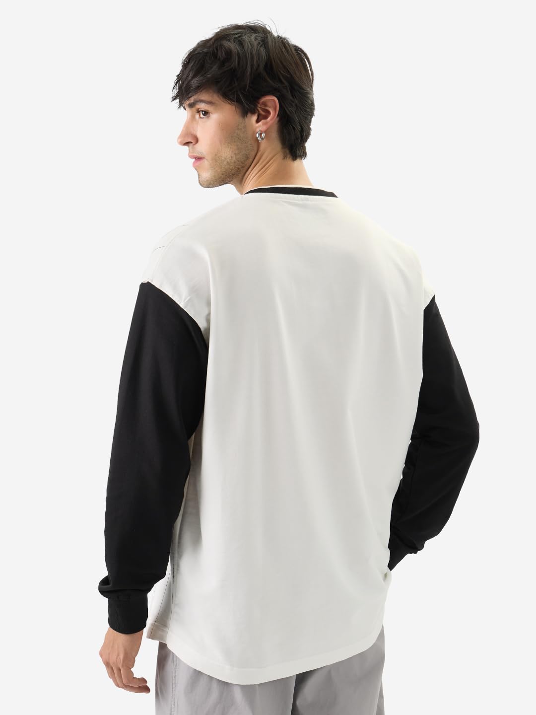 The Souled Store Official Tom & Jerry: Stripped Men and Boys V Neck Multicolor Cotton Oversized Full Sleeve T-Shirts