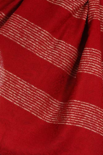 Pashtush Woven Mens Fine Wool Stole, Stiped Design, Mens Muffler, Warm Cashmere Feel (Maroon)