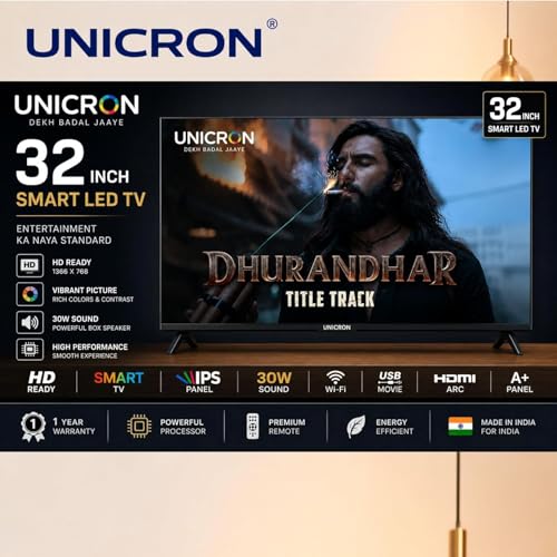 32 inch smart tv Android Frameless Smart LED TV HD Ready Built-in WiFi | HDMI & USB Connectivity | Built-in Apps Compatible,YouTube, Netflix, Prime Video More Premium Design