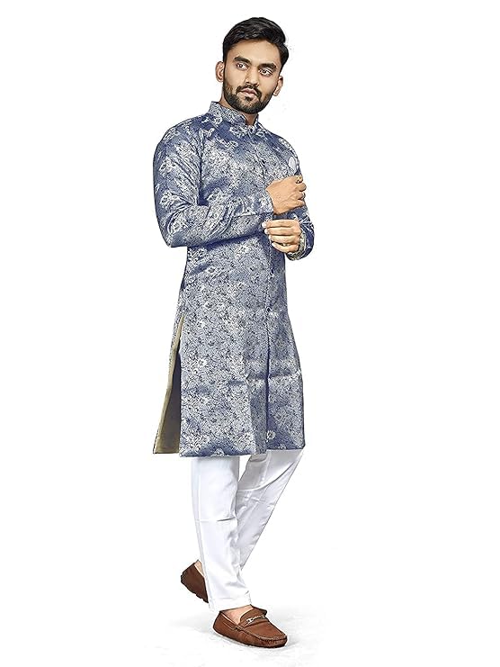 N.B.F Fashion Mens Ethnic Wear Wedding Indo Western Dreess Set (S, Blue)