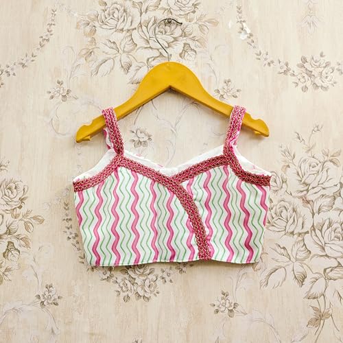 Q-one Store Girls Ethnic Lehenga Choli Set | Printed Rayon Blouse with Lace Border Skirt | Traditional Outfit for Children (2-3 Years)