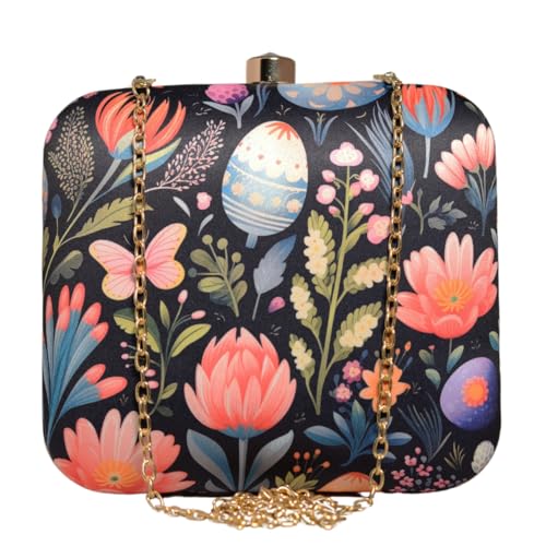 Artklim Black Floral Printed Clutch