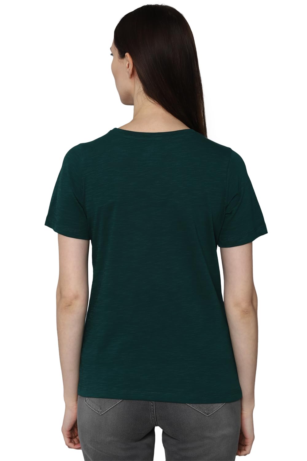 Allen Solly Women's Solid Regular Fit T-Shirts (AHKCCRGFB01581_Green S)