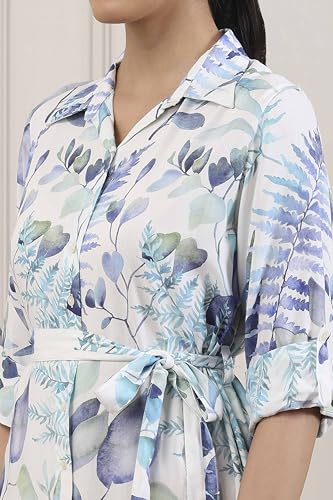 Biba Women Blue Viscose Rayon A-Line Dress_42