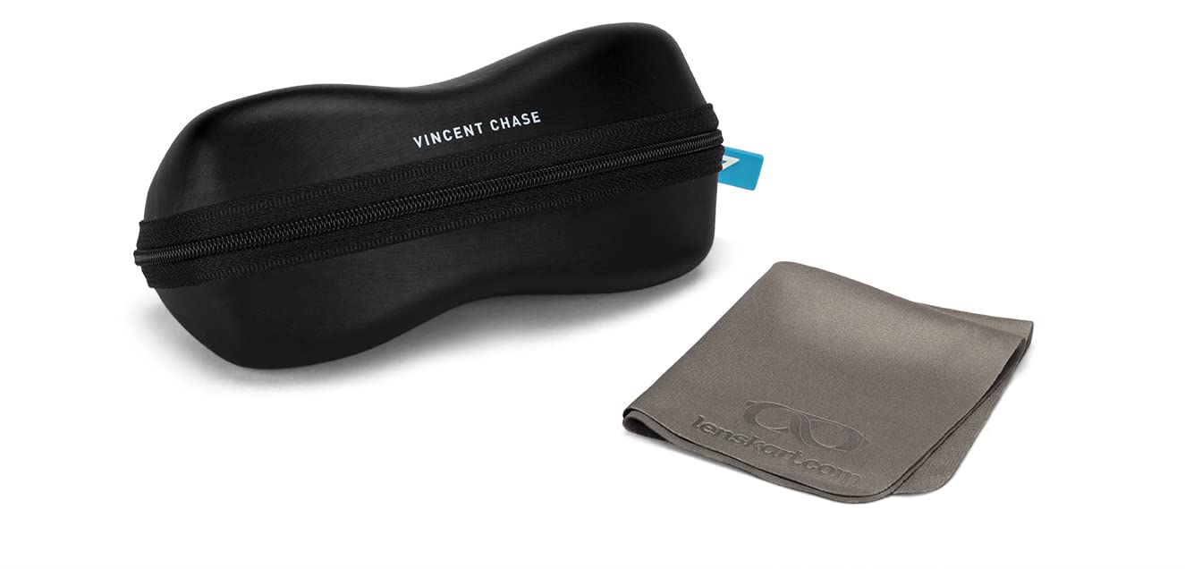 VINCENT CHASE EYEWEAR Polarized and 100% UV Protected | Silver-Blue Full Rim Hexagonal | Stylish & Premium Sunglasses | For Men & Women | Large | VC S12917