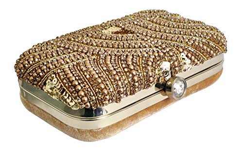DUCHESS Women and Girls Embroidered Golden Clutch