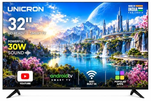 32 Inch Smart Android Smart TV, LED HD WiFi Ready With 30W Sound Speaker