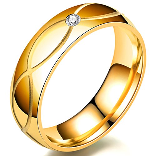 Peora 18K Gold Plated Designer Engagement Solitaire Couple Band Rings for Women Men
