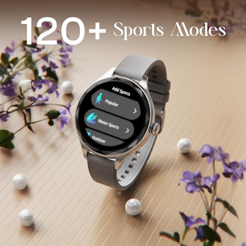 Fire-Boltt Phoenix Aura Women Smart Watch with 1.26” Diamond-Cut HD Display, Rotating Crown, Wireless Charging, Bluetooth Calling, Voice Assistant, 120+ Sports Modes - Slate Grey