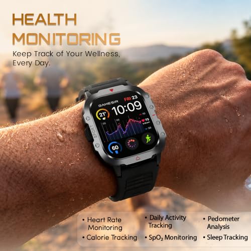 GameSir Forge 1 Smart Watch for Men & Women, 2.19" Full Touch Display, Bluetooth Calling, Fitness Tracking, Message Notifications, Android & iOS Compaatible - (Black)
