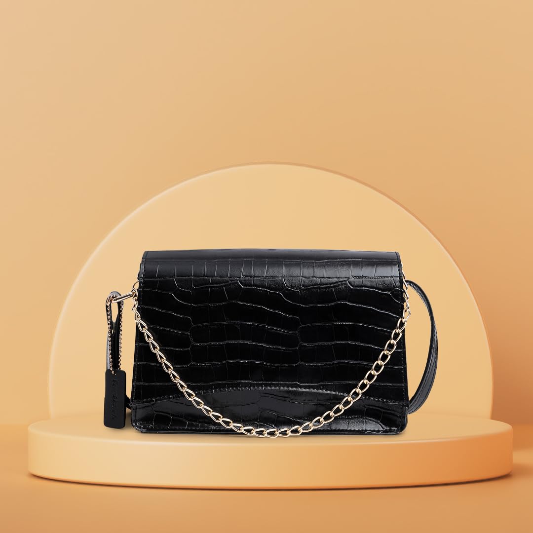 Fastrack Party Sling Bag for Women |Stylish and Structured Handbag for Girls, Ladies, Women | Textured Bag Made of faux Leather