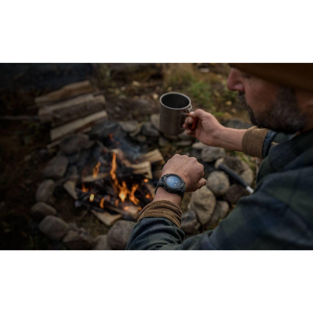 Garmin Instinct® 3 50mm, AMOLED Display, Rugged Outdoor GPS Smartwatch, Metal-Reinforced Bezel, Built-in Flashlight, Up to 18 Days of Battery Life, Charcoal