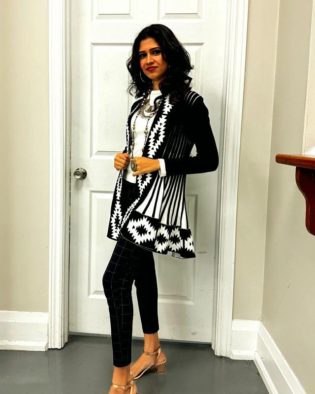 ICW Women's Knitted Stretchable Cardigan Front-Open Full Sleeve Winter Long Shrug Jacket (ONE Size FIT to 32-38 INCH Bust) (Blue 5)