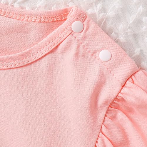Hopscotch Baby Girls Graphic Print Short Sleeves Pink Rompers For Ages (6-9 Months)