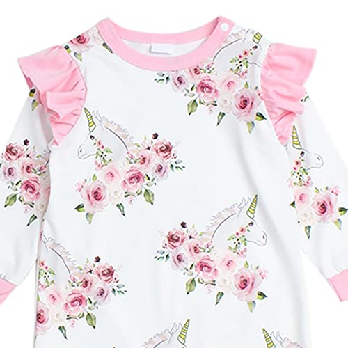 Hopscotch Girls Full-Sleeve Floral Print Bodysuit With Headband In White Color for Ages 9-12 Months