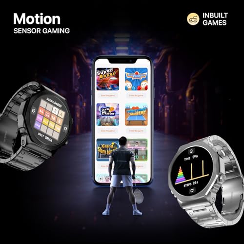 Fire-Boltt Onyx- 36.3mm AMOLED Always On Display Smart Watch, 466 * 466 High Resolution, Bluetooth Calling, Steel Design, IP67, 4GB Storage, 300+ Sports Modes, 130+ Watch Faces (Black)