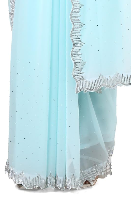 Soch Womens Powder Blue Georgette Saree
