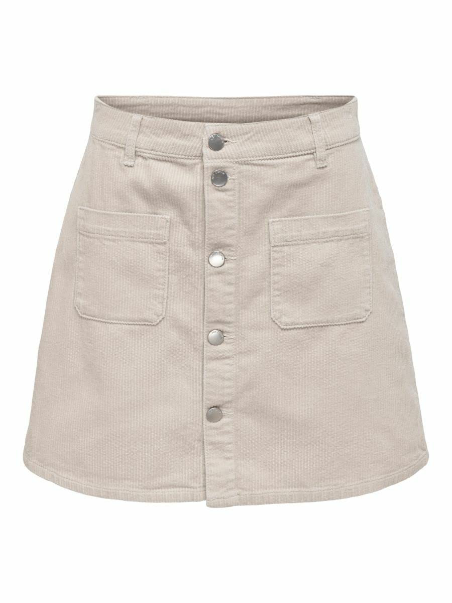 ONLY Women Solid Regular Fit Casual Beige Straight Skirt