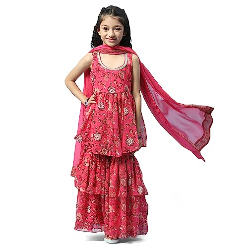 BIBA GIRL SOLID; EMBROIDRED GATHERED KID(KW5399_PEACH_15)