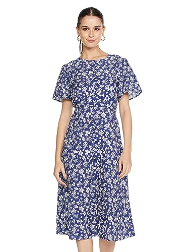 Van Heusen Women's Polyester Modern Above The Knee Dress (VWDRFRGFM50602_Navy