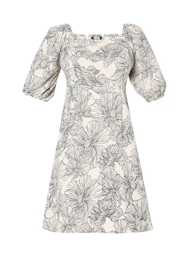 VERO MODA Women Floral Print Beige Polyester Above Knee Length A-line Dress