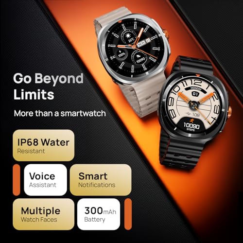 Fire-Boltt Axiom Round Smart Watch 1.43″ Super AMOLED Display with Always‑On Mode, Bluetooth Calling, Rotating Crown, SPO₂ & Heart Rate Monitor, IP67 Waterproof Silicone Smartwatch for Men - White