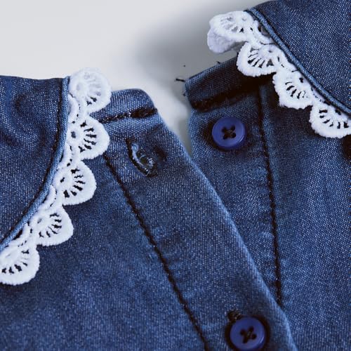 Hopscotch Girls Blue Full Sleeves Lace Trim Denim Dress for Age (6-7 Years)