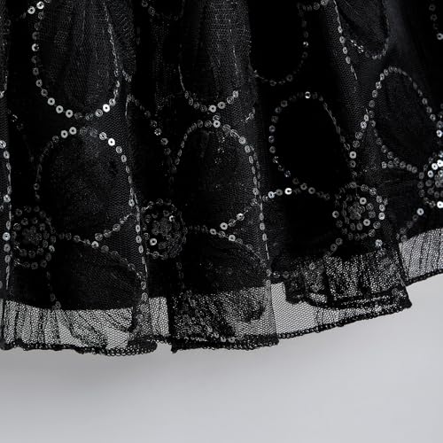 Hopscotch Girls Black Sleeveless Sequined Floral Party Dress for Age (4-5 Years)
