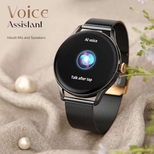 Fire-Boltt Glitz Women Smart Watch with 1.19” AMOLED Display, Bluetooth Calling, Rotating Crown, Always On Display, 1000 Nits Brightness, IP68 Waterproof Midnight Onyx