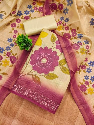 Leeli Peeri Designer Women's Simmer Jacquard Printed Work Unstitched Salwar Suit Dress Material