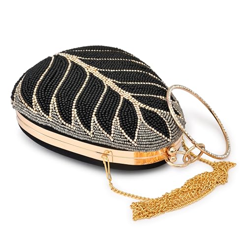 For The Beautiful You Black Handcrafted Women's Clutch (eg-132)