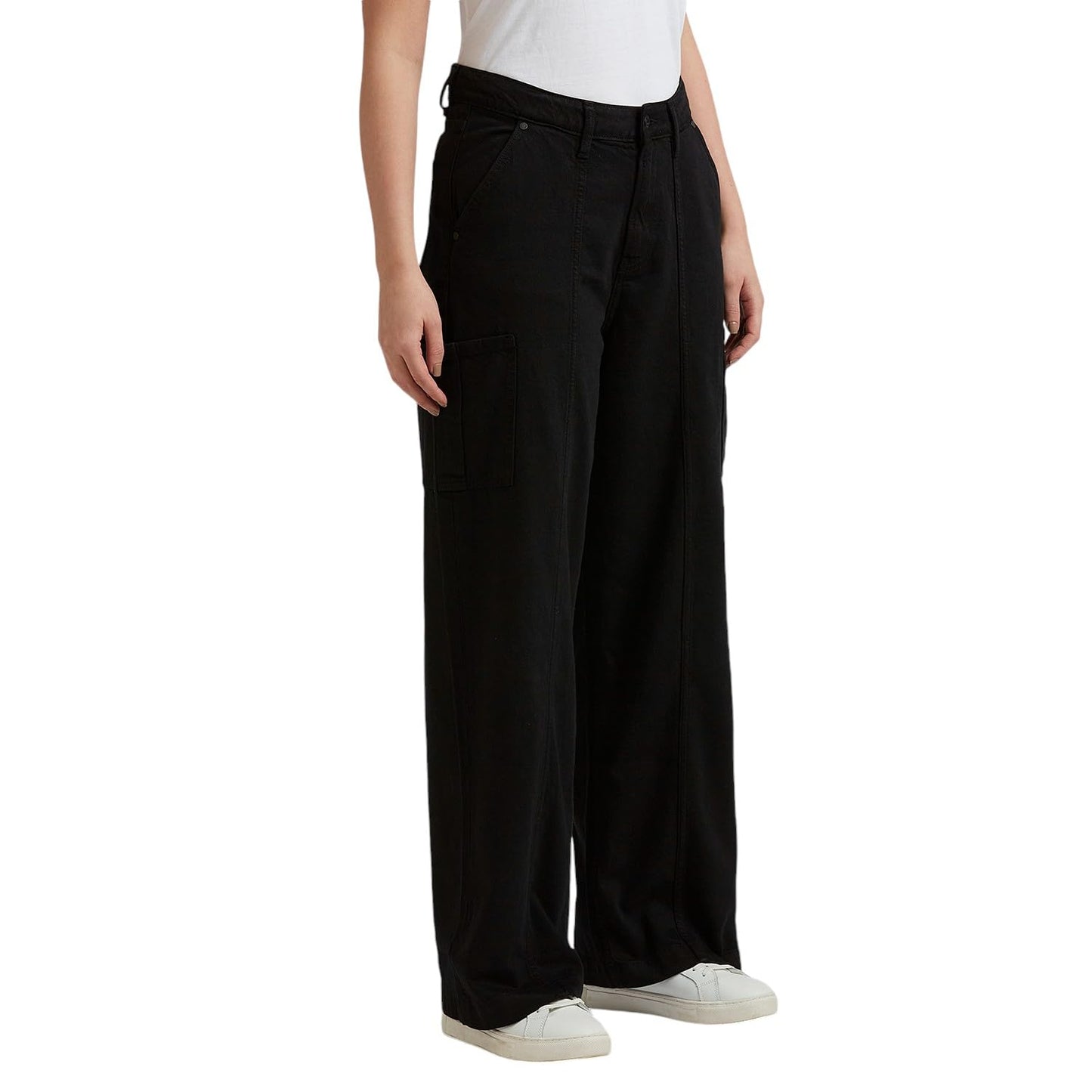 Black High Waist Straight Cargos