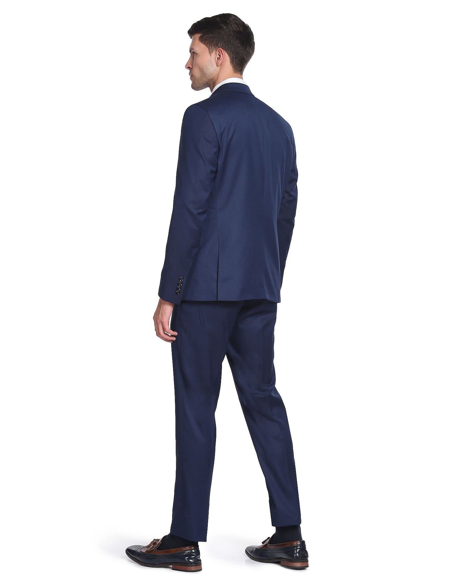 Arrow Men's Polyester Single Breasted Suits (ARAFSU5531_Blue