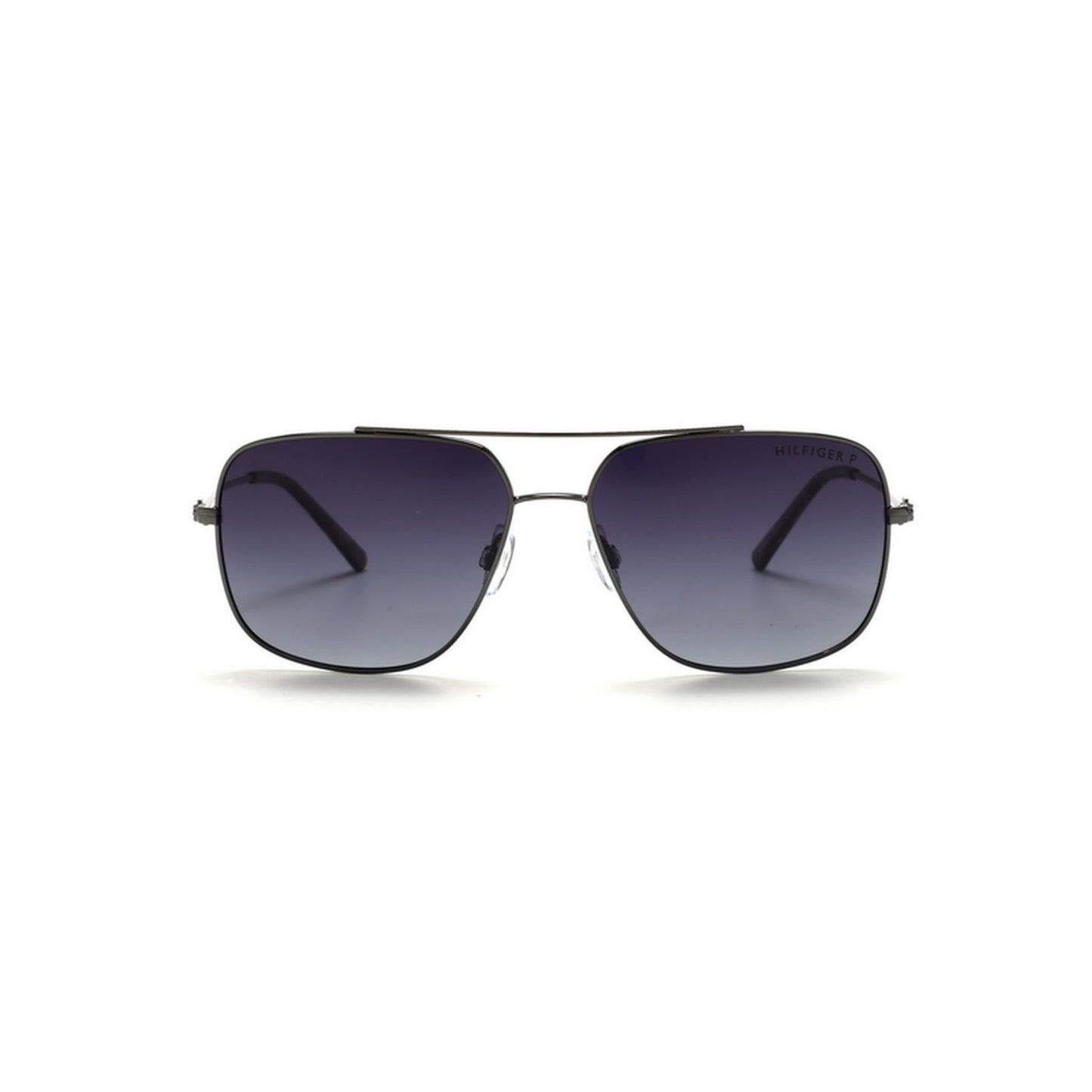 TOMMY HILFIGER Men's UV Protected Eyewear | Grey Lens | Gun Frame | Full Rim Navigator Shape Branded Latest and Stylish Sunglasses | 100% UV Protection | Size Medium | TH 1553PL C2 57 Small