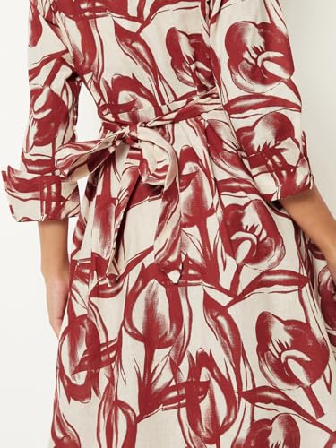 Max Women Printed Shirt Dress (Off White_S)